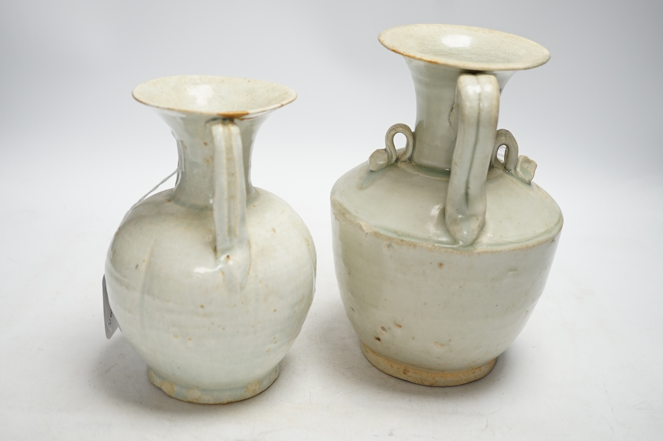 Two Chinese qingbai ewers, Song dynasty, one has Oxford thermoluminescence certificate, tallest 23cm